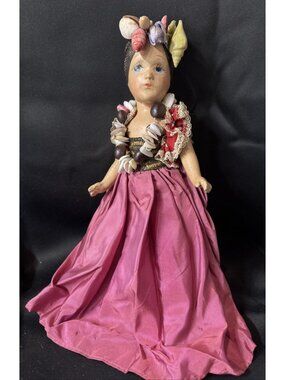 VTG 12” Dream World Doll Carmen Miranda Headdress Composition Circa 1940